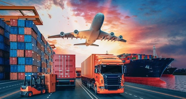 Cargo Ship and Plane 3D